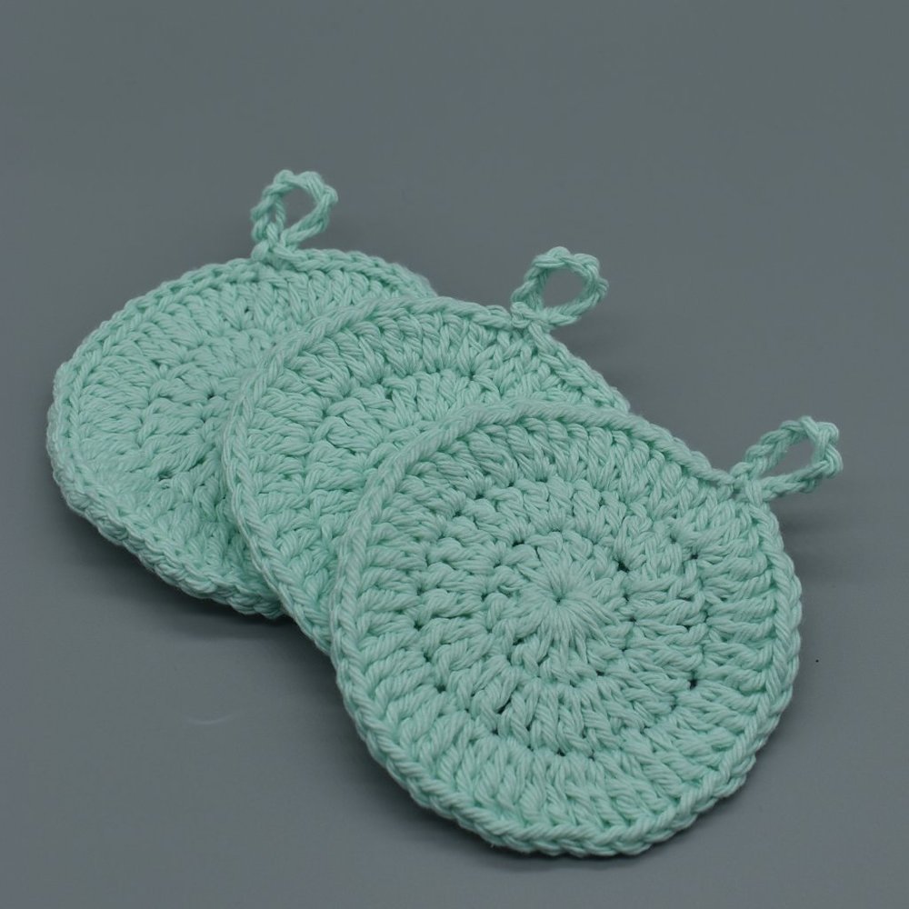 Hand Crafted Crochet Reusable Cotton Rounds Face Set of Three